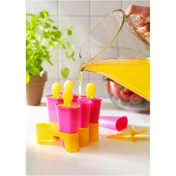 IKEA Reusable Frozen Ice Pop Molds Popsicle Maker Set 12 Blue Green Yellow Pink  - Picture 2 of 4